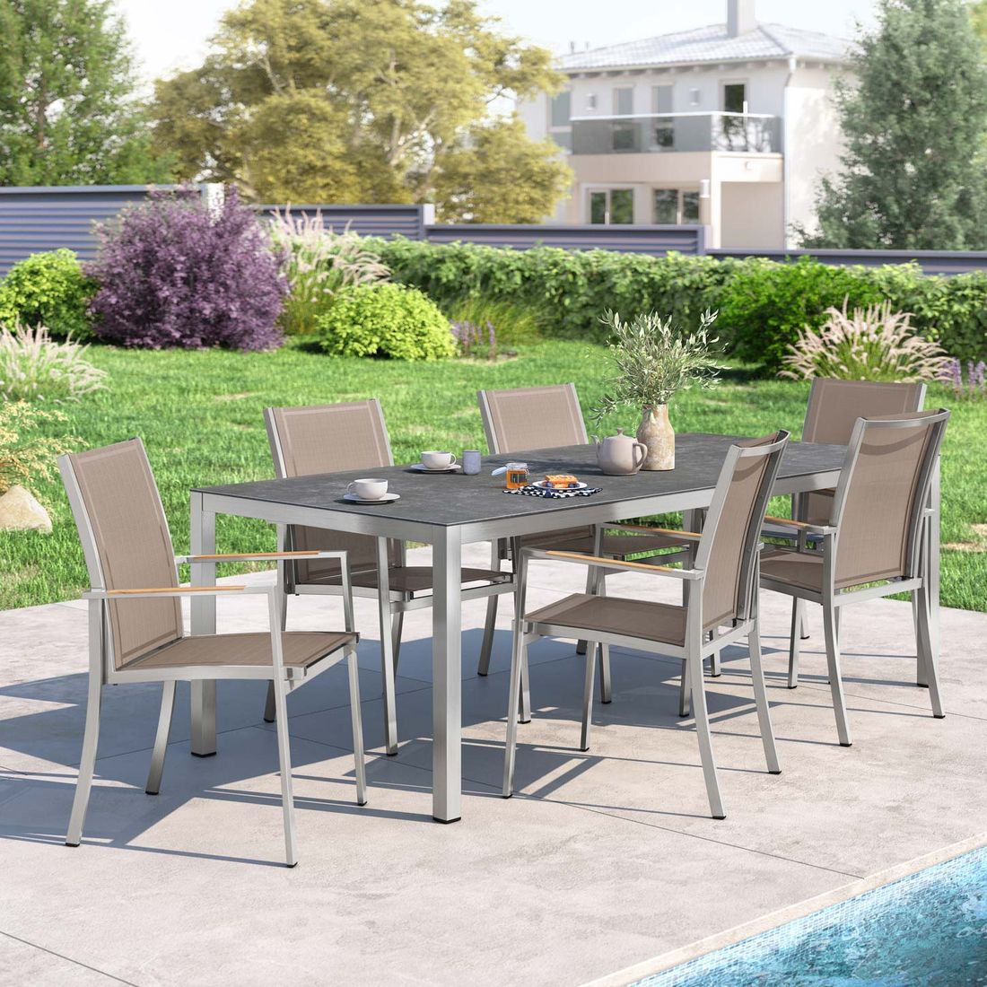 OUTLIV. Oviedo Gartenmöbel-Set 7-tlg. Tisch 220x100cm