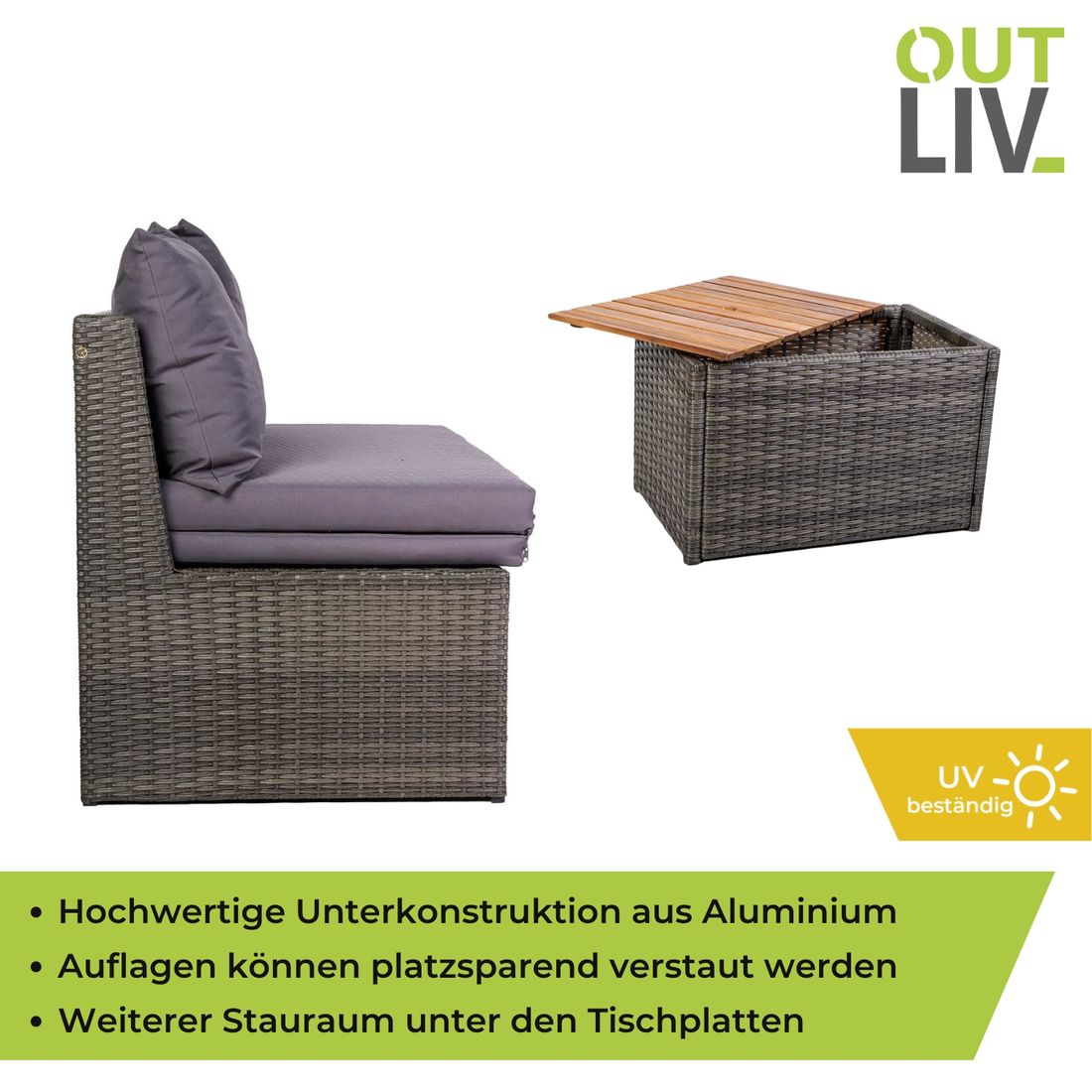 OUTLIV. Multifunktionales Daybed Aluminium/Polyrattan