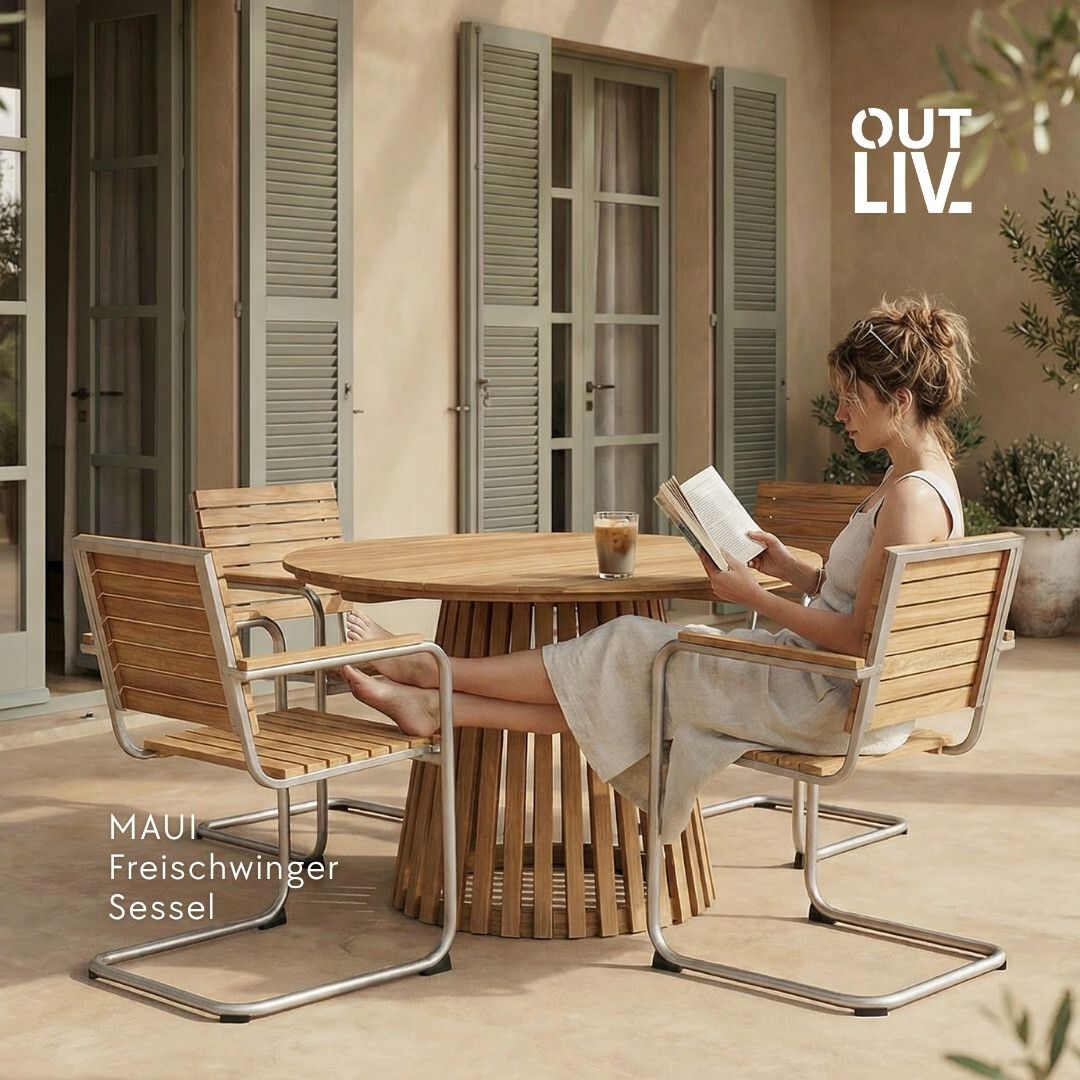 OUTLIV. Maui Freischwinger Edelstahl/Teak