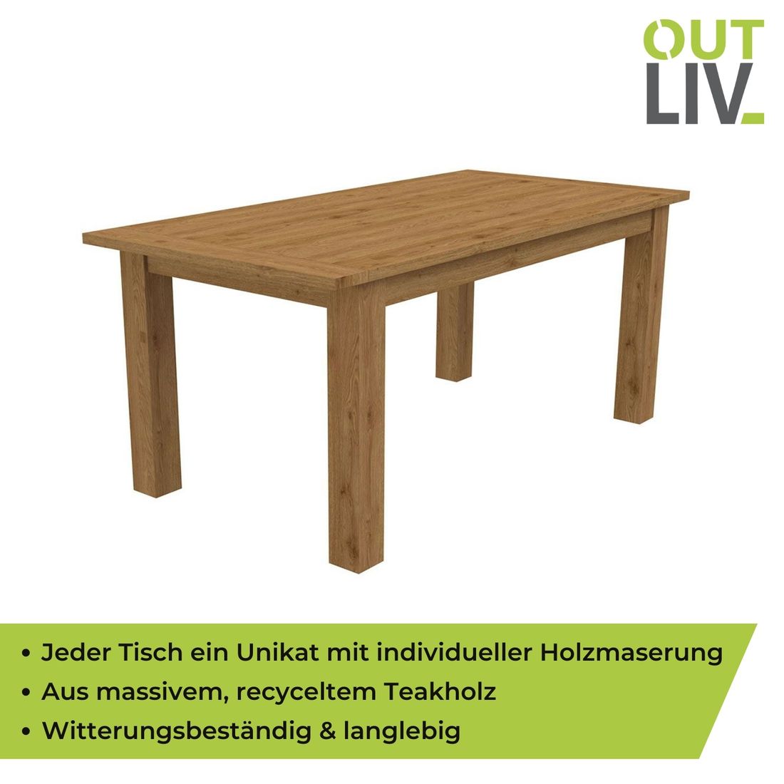 OUTLIV. Oxford Gartentisch 180x90cm Teak