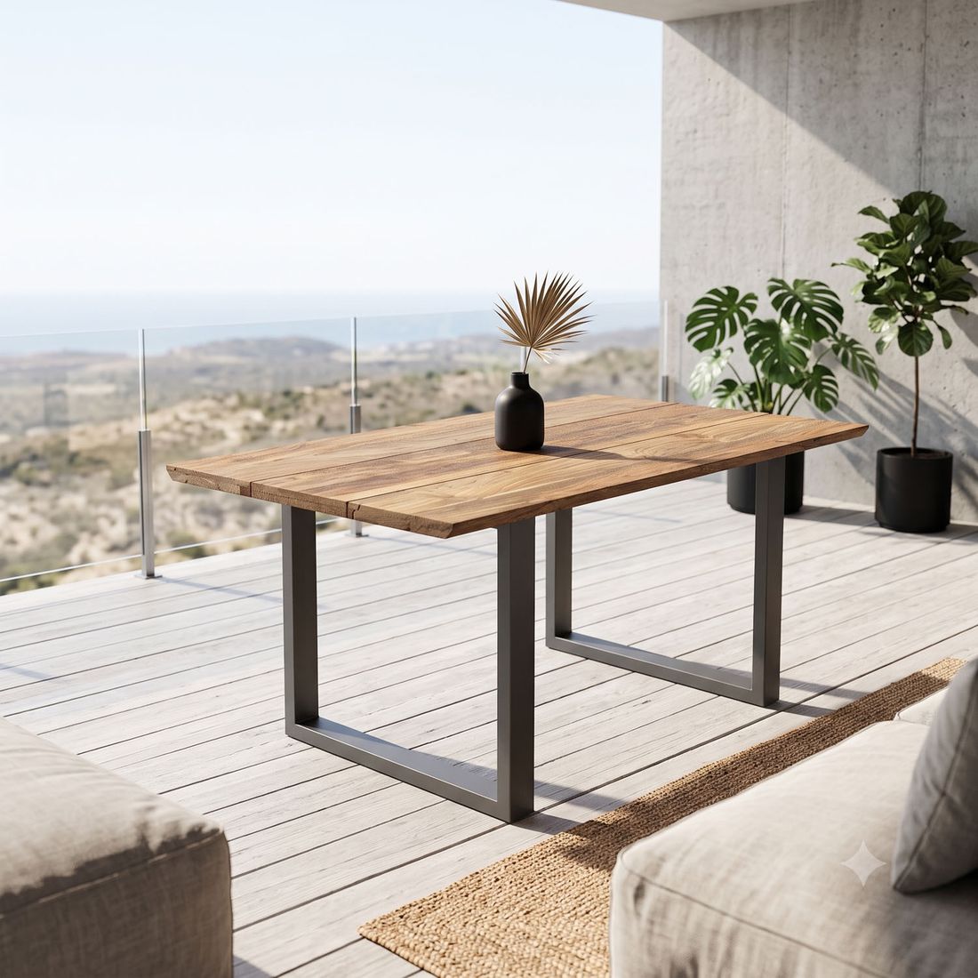 OUTLIV. Negara Gartentisch Edelstahl/Teak recycelt