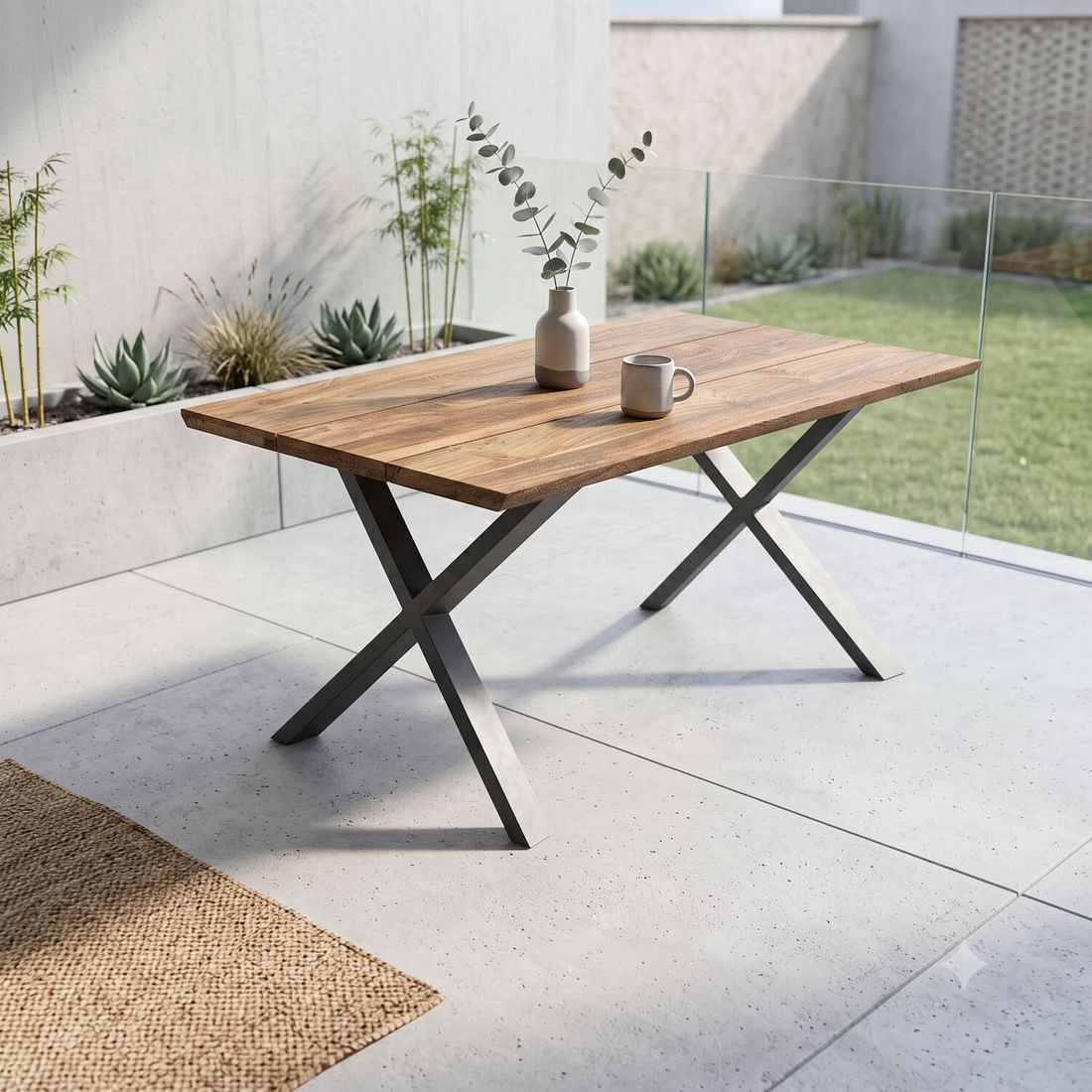 OUTLIV. Negara Gartentisch Edelstahl/Teak recycelt