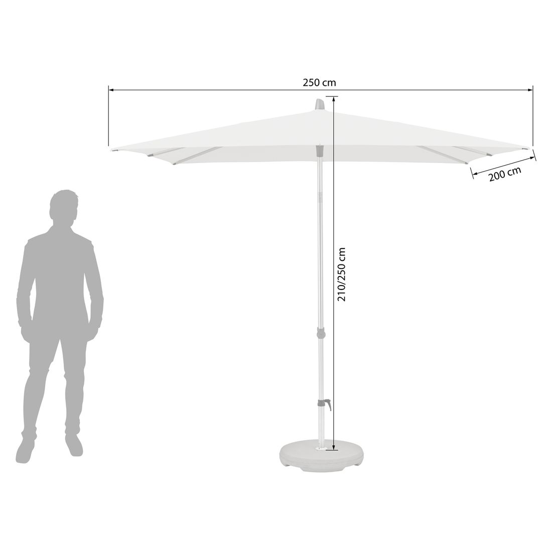 Glatz Alu Smart Mittelstockschirm 250x200cm