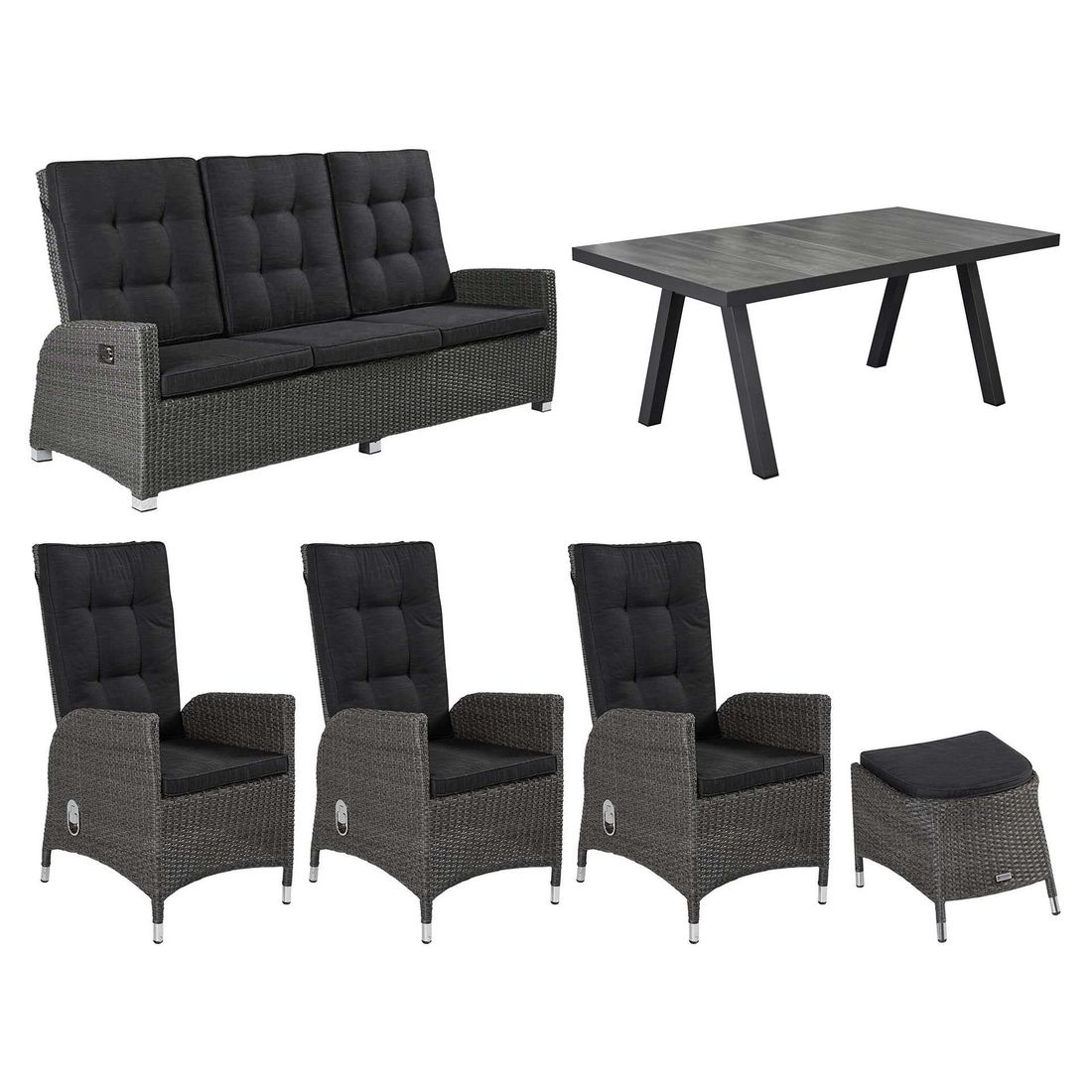 LC Garden Barcelona Gartenmöbel-Set L verstellbar (7 Plätze) Tisch 200x100cm