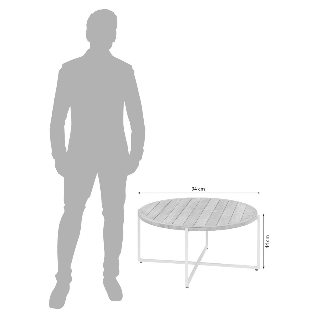 Apple Bee Condor Loungetisch Ø94x44cm Aluminium/Teak