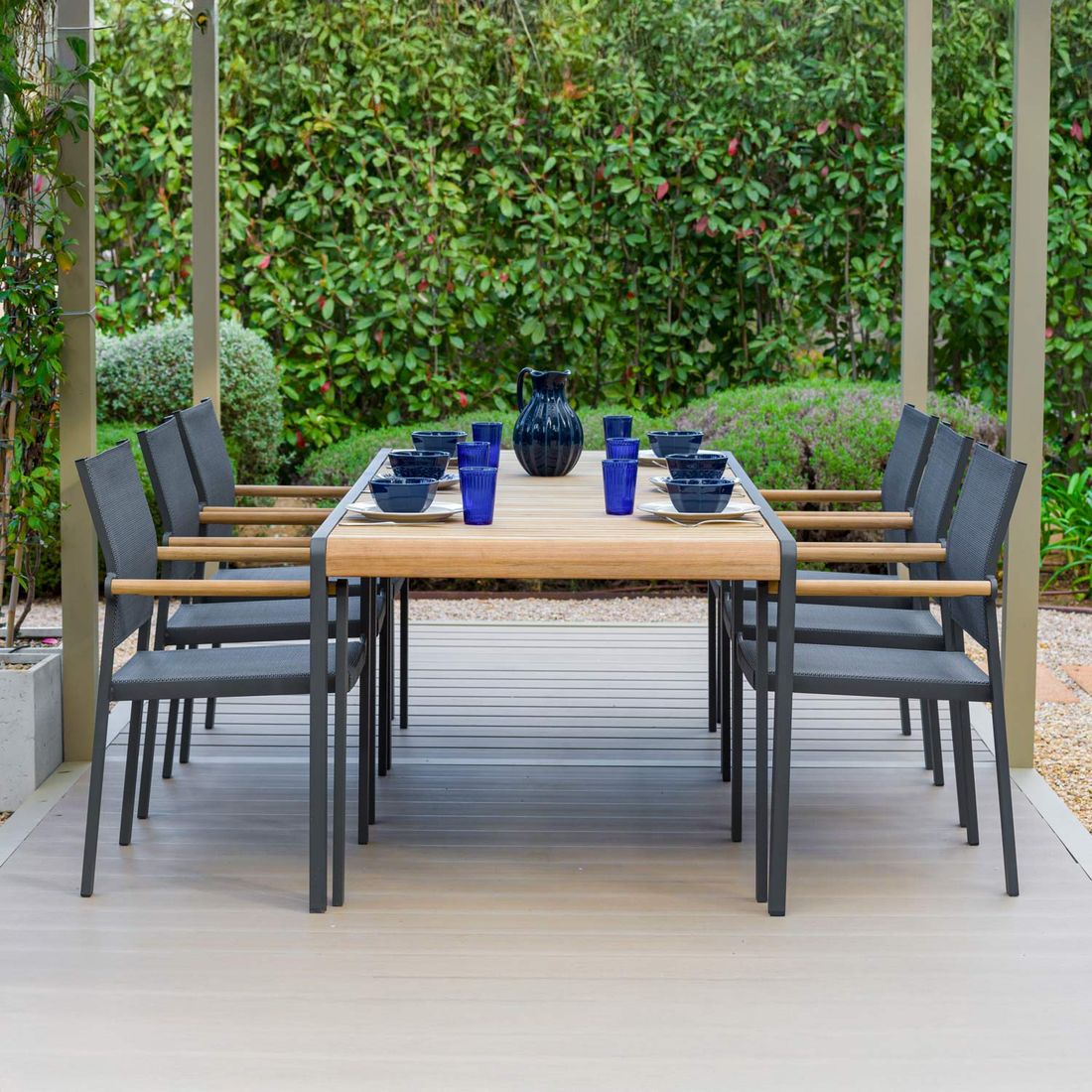 LifestyleGarden Amber Gartenmöbel-Set L (6 Plätze) Tisch 221x95cm