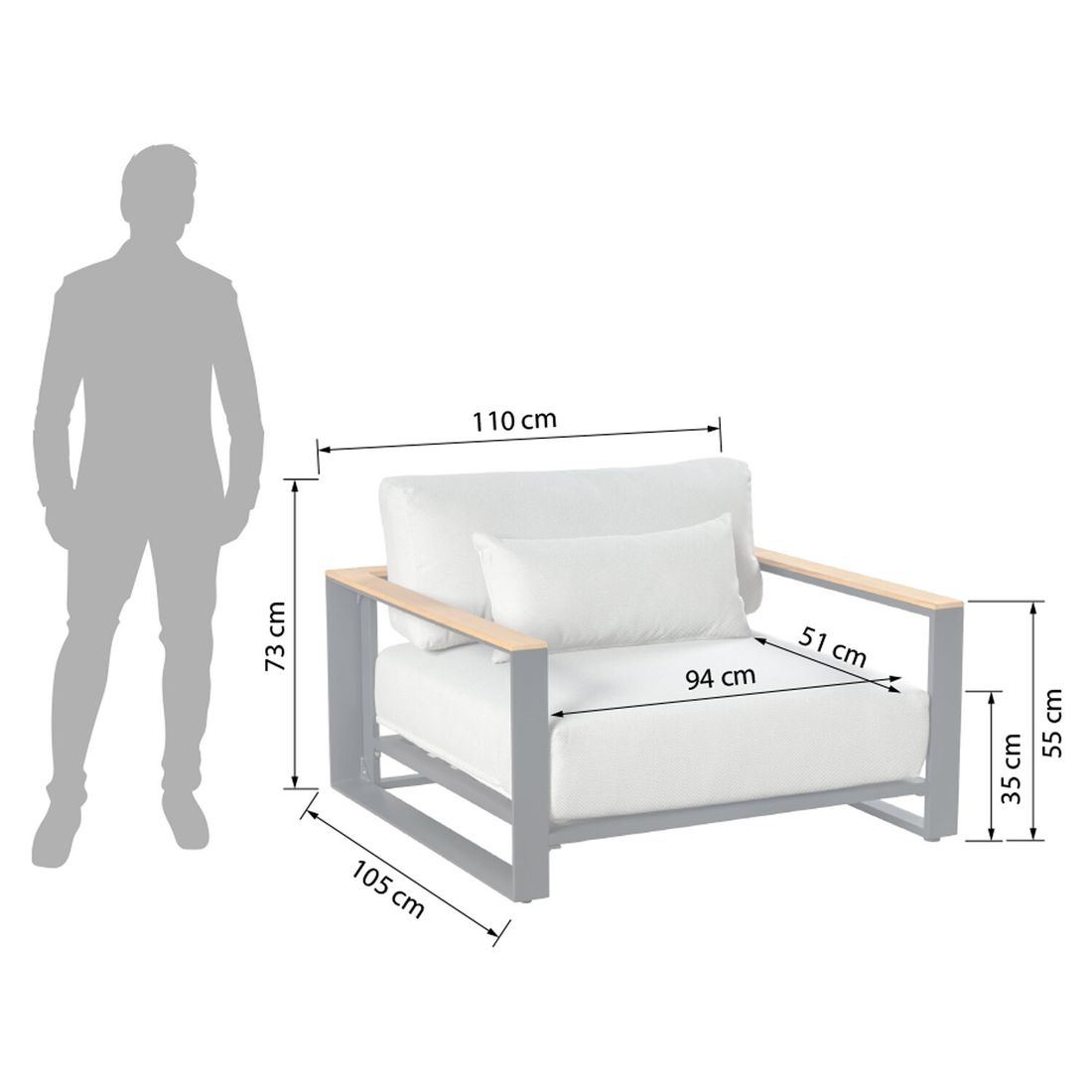 OUTLIV. Ravino Loungesessel Aluminium/Olefin
