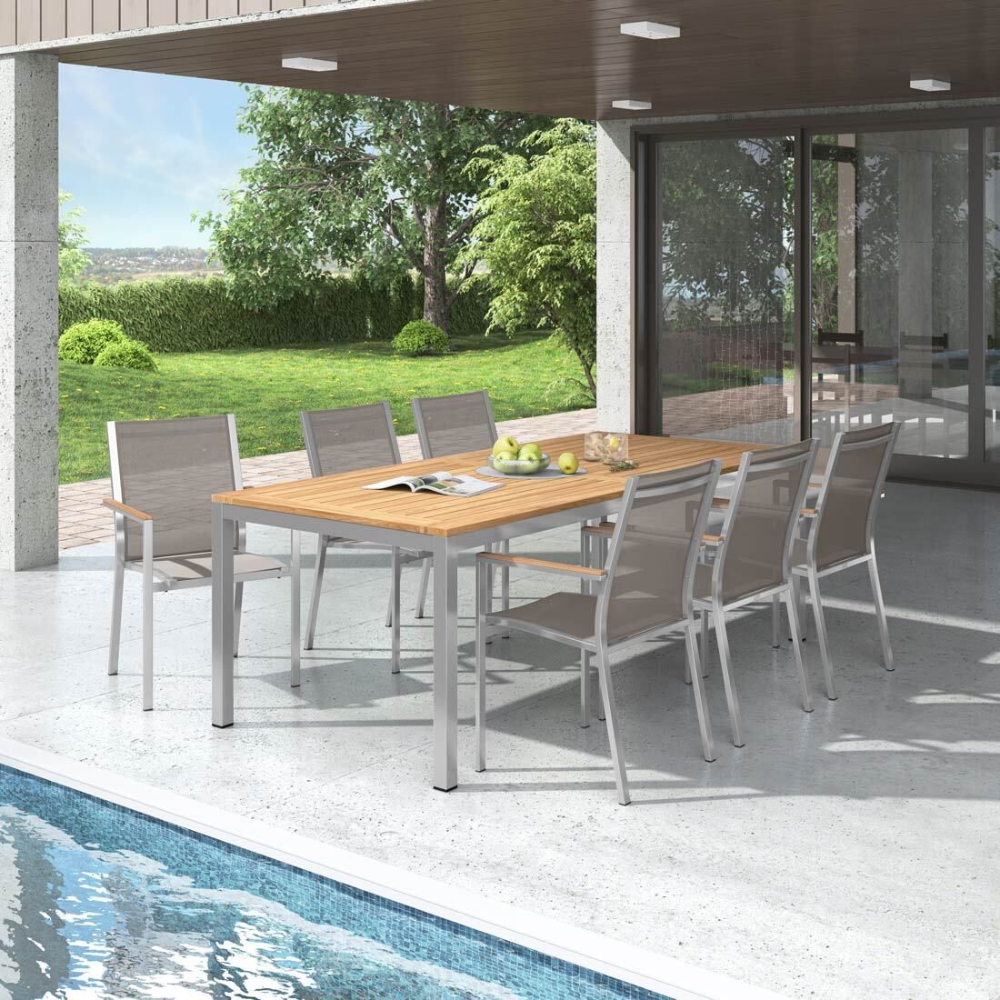 Stern Cardiff Gartenmöbel-SetL (6 Plätze) mit OUTLIV. Tisch 220x100cm