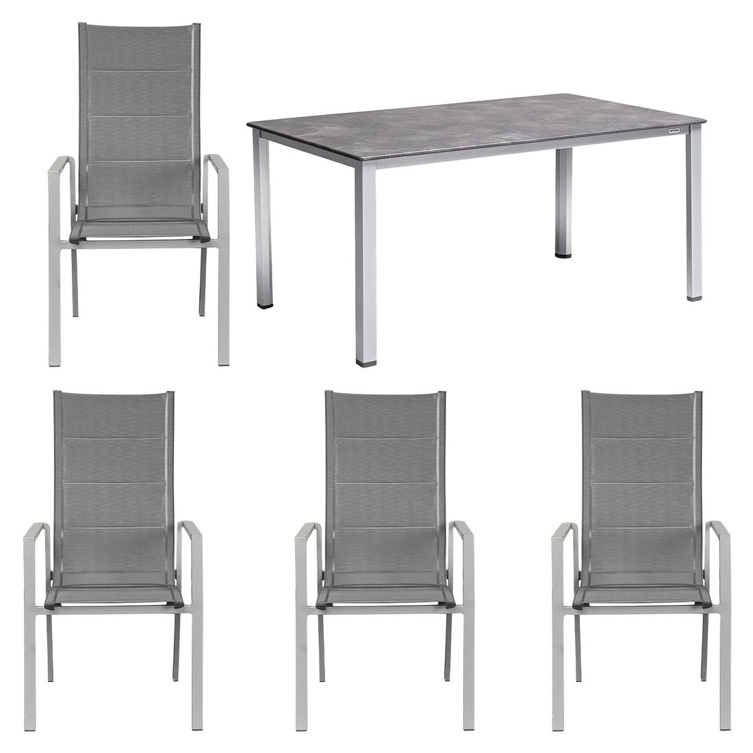 OUTLIV. Melbourne Gartenmöbel-Set M (4 Plätze) mit Kettler Tisch 160x90cm