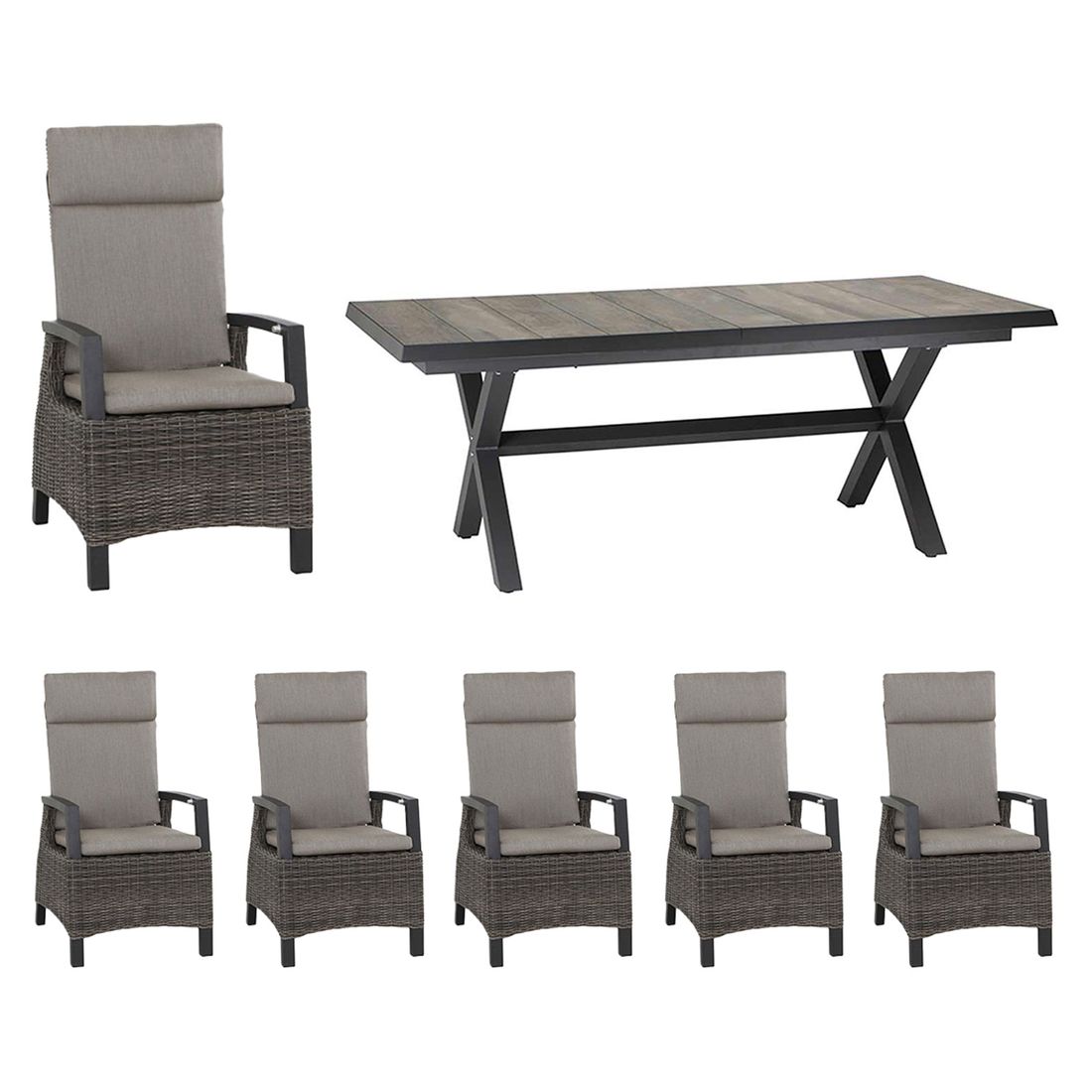 Siena Garden Corido Gartenmöbel-Set L verstellbar (6 Plätze) Tisch 200/260x100cm