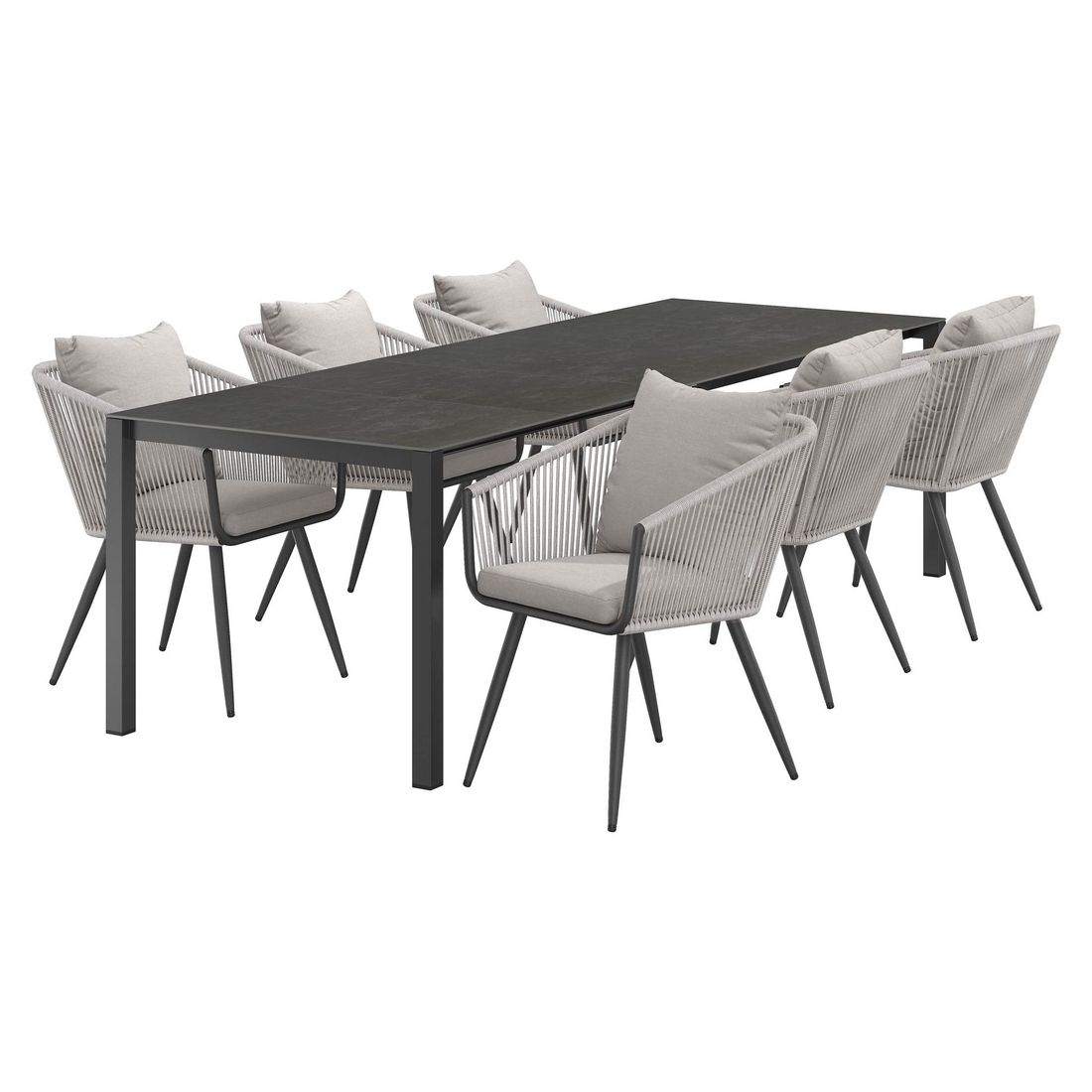OUTLIV. Alex Gartenmöbel-Set 7-tlg. Tisch 160/217/267x91cm