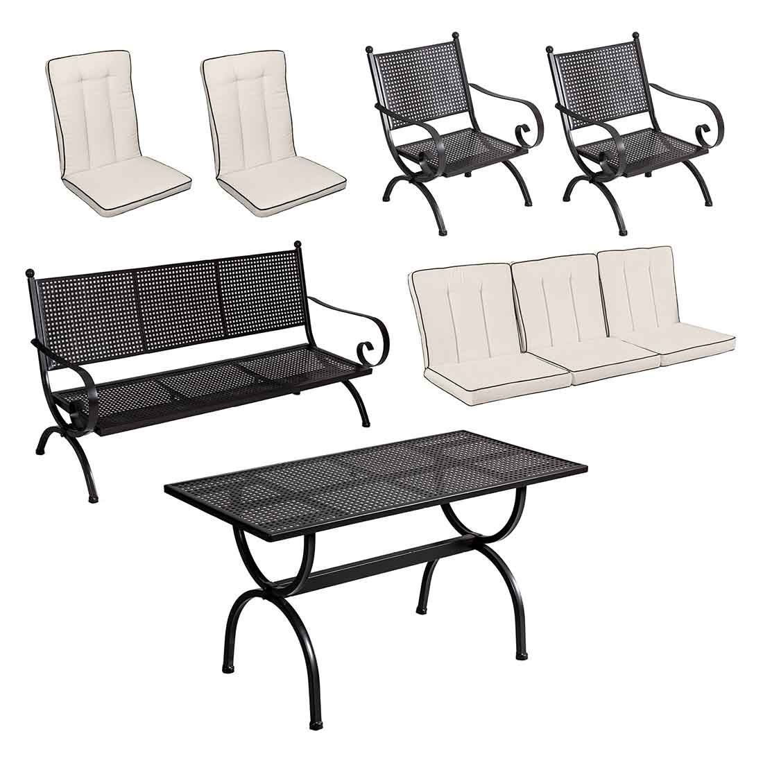 MBM Romeo Gartenmöbel-Set M (5 Plätze) Tisch 135x70cm