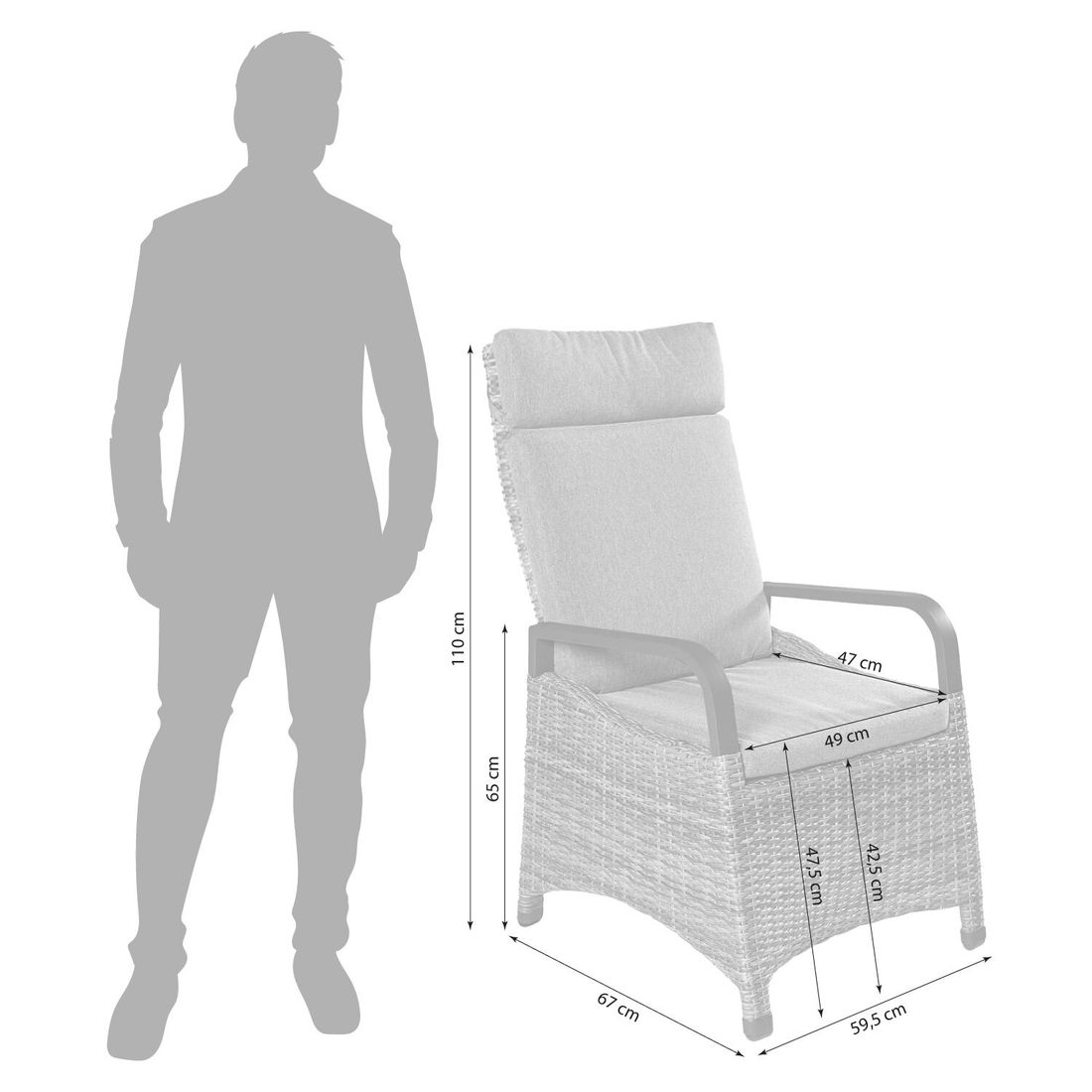 LC Garden Komido Gartensessel verstellbar Aluminium mit Sitz- und Rückenkissen