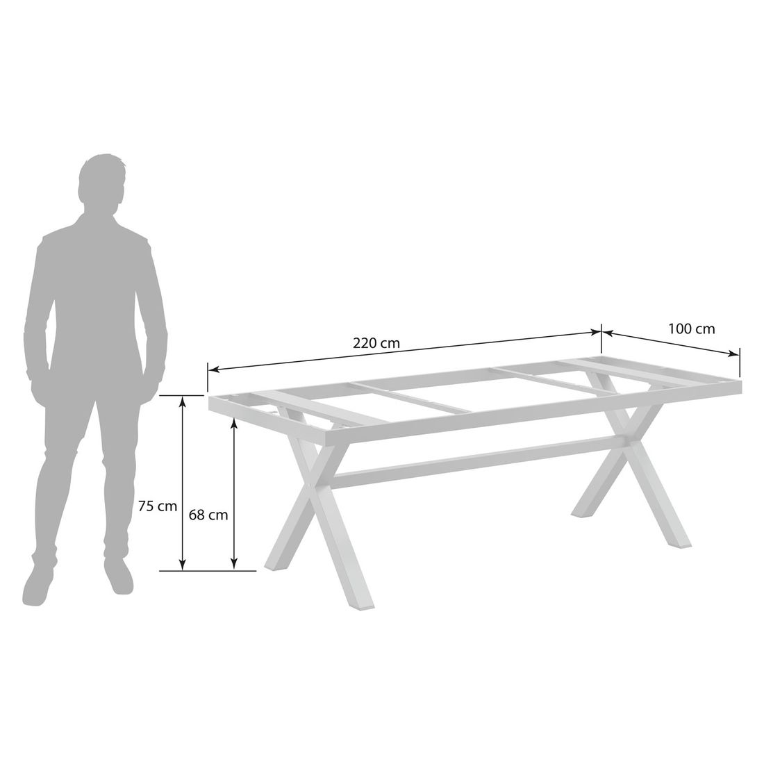 OUTLIV. Gartentisch-Gestell 220x100cm Aluminium