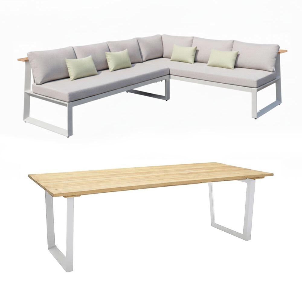 LifestyleGarden Jimmy Dininglounge Tisch 216x99cm Aluminium/Olefin