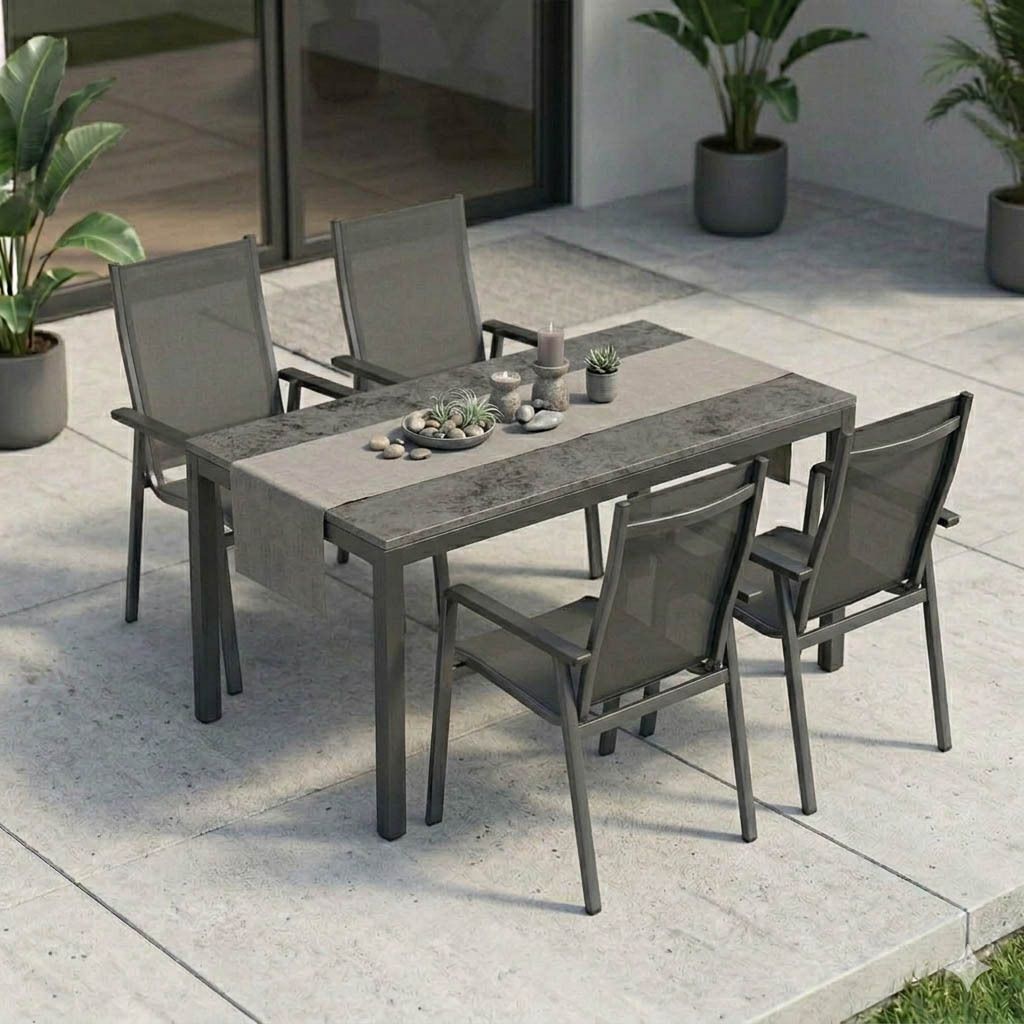 MWH Elements Gartenmöbel-Set M (4 Plätze) mit OUTLIV. Tisch 160x90cm