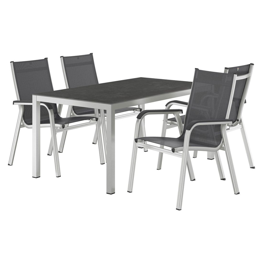 Kettler Basic Plus Gartenmöbel-Set M (4 Plätze) Tisch 160x90cm