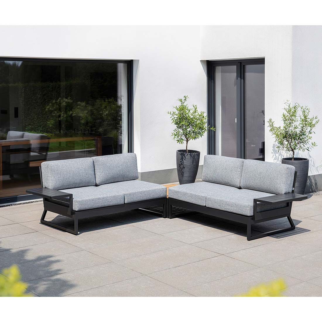 Kettler Ocean Skid Platform Loungetisch 70x70cm Aluminium/Teak
