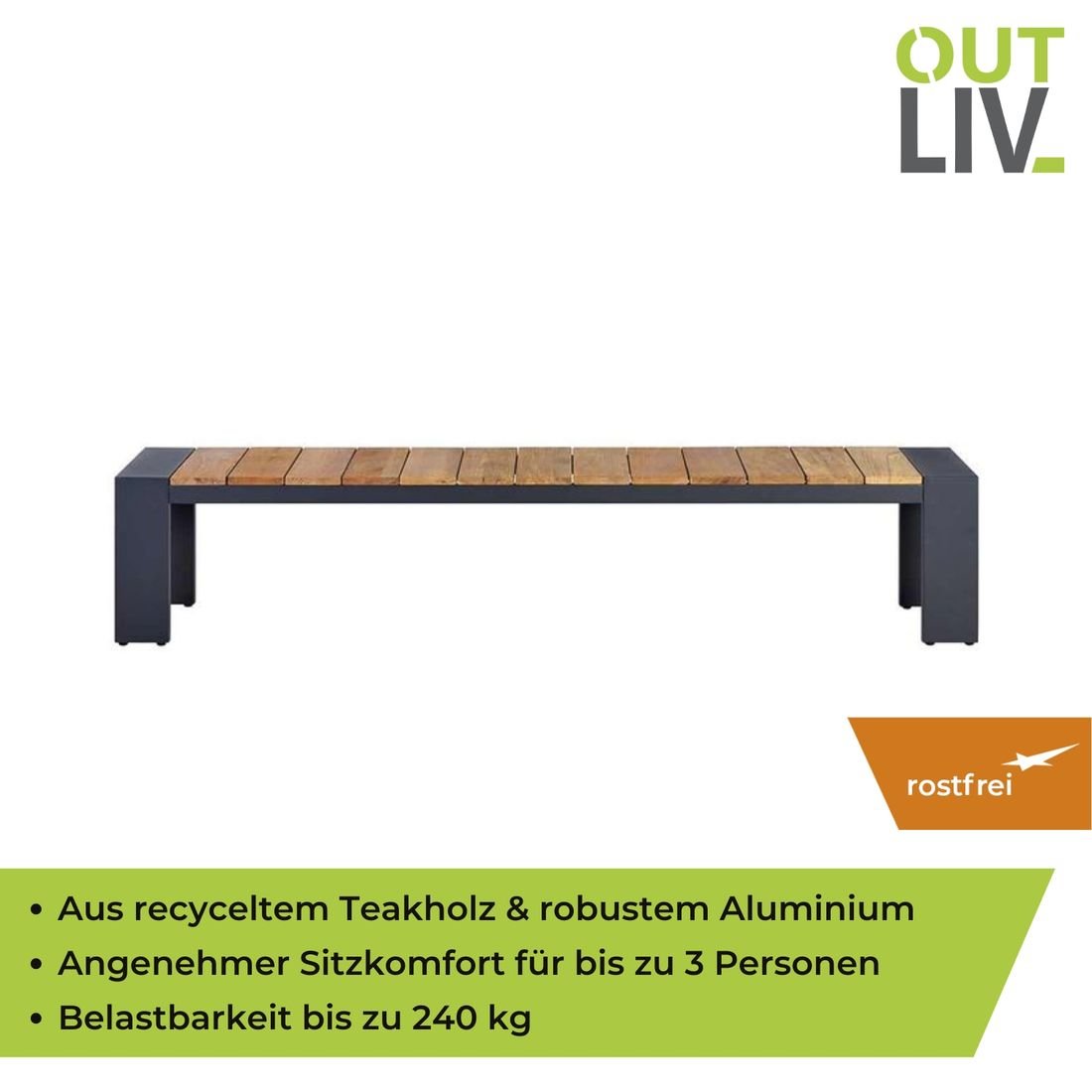 OUTLIV. Konis Gartenbank Aluminium/Teak