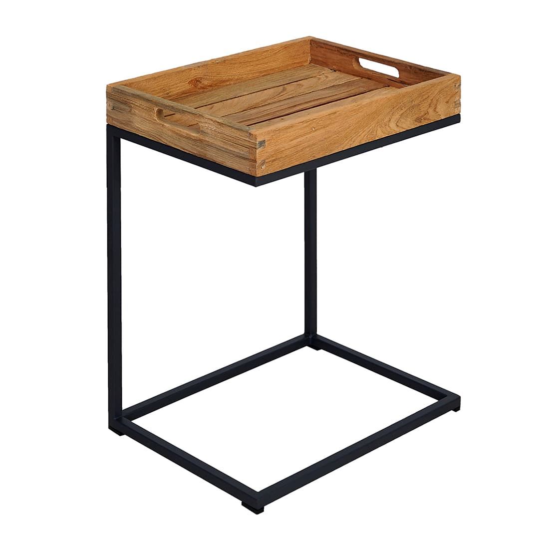 OUTLIV. Tray Beistelltisch 46x30cm Stahl/Teak Recycelt