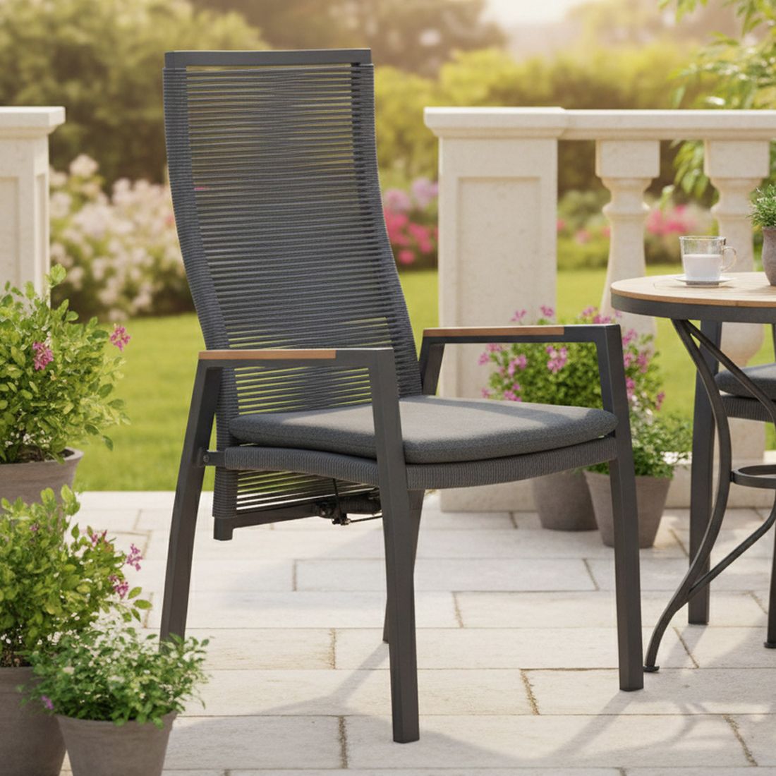 LC Garden Diwo Gartensessel verstellbar Aluminium mit Sitzkissen