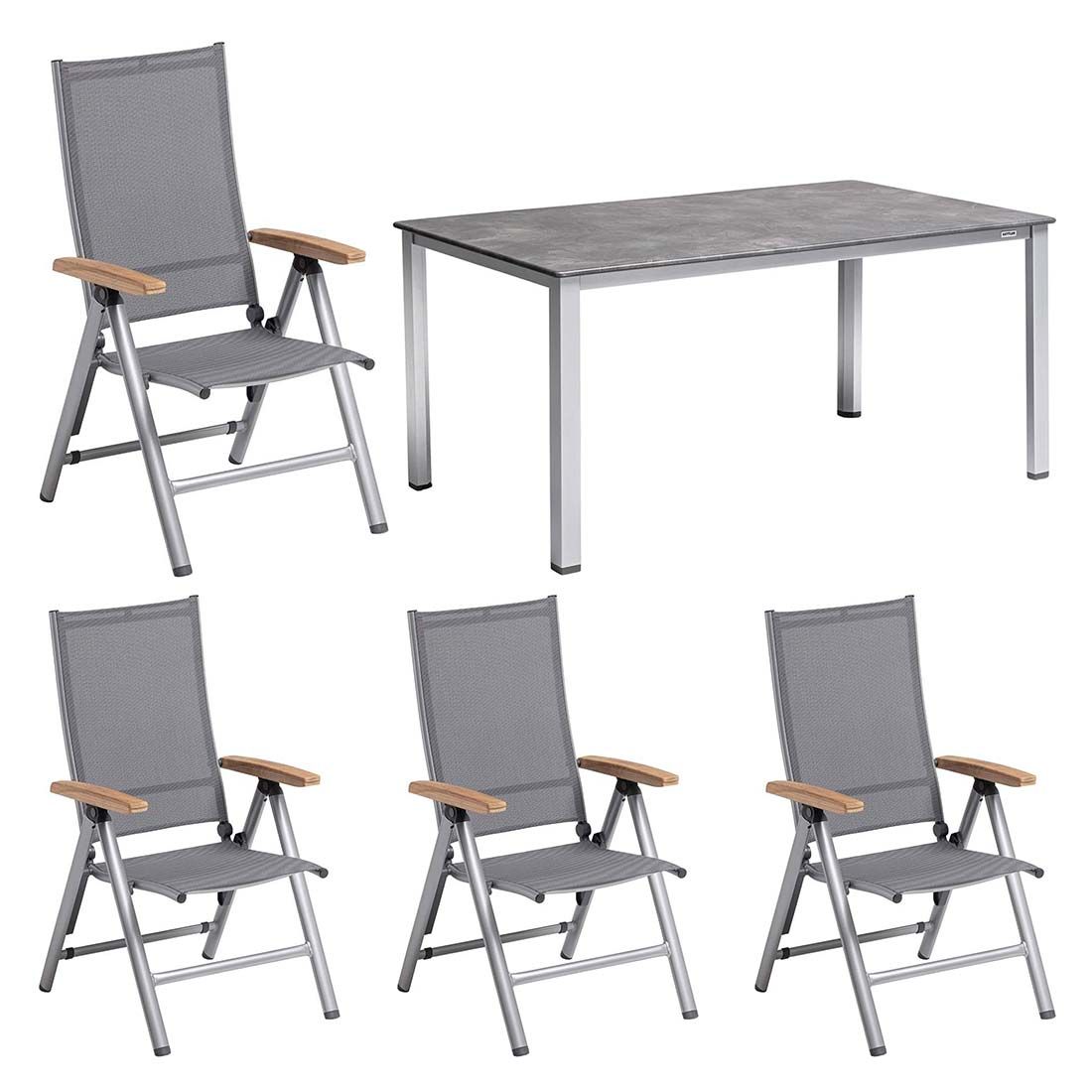 Kettler Cirrus Gartenmöbel-Set M verstellbar (4 Plätze) Tisch 160x90cm