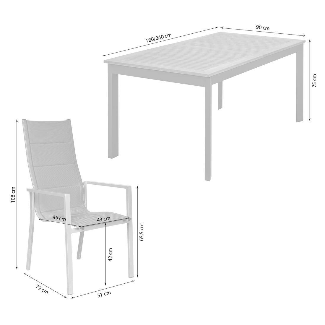 LC Garden Unicamo Gartenmöbel-Set L (6 Plätze) Tisch 180/240x90cm