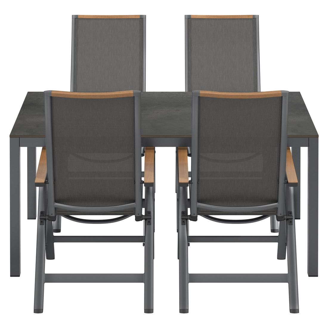 OUTLIV. Jacob Gartenmöbel-Set M verstellbar (4 Plätze) Tisch 160x90cm