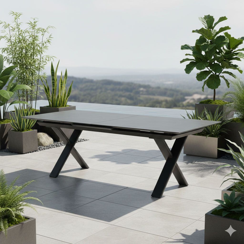Zebra Levare Ausziehtisch 240/300x100cm Aluminium/Keramik