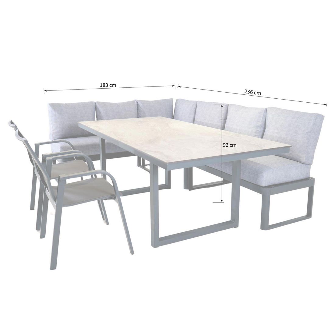 OUTLIV. Pandora Gartenmöbel-Set L (7 Plätze) Tisch 200x100cm