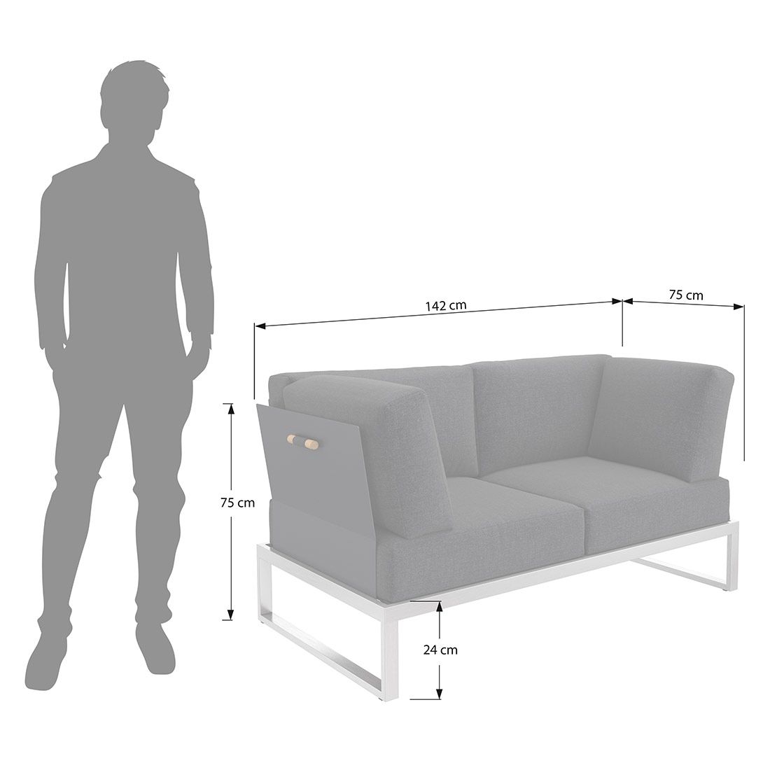 OUTLIV. Capri Gartenloungesofa Edelstahl/Polyester
