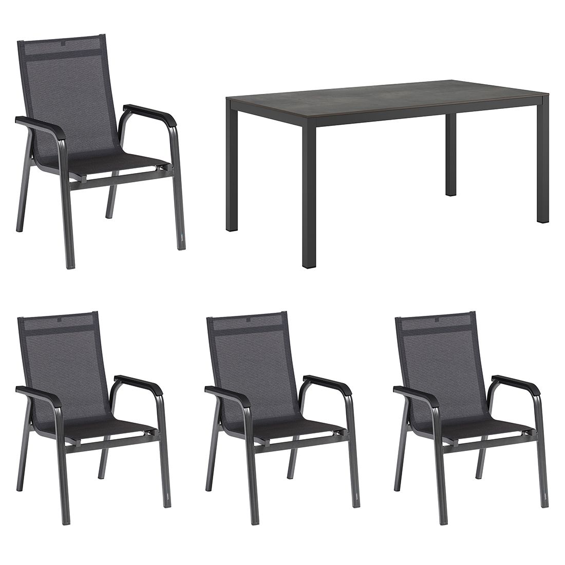 Kettler Basic+ Premium Gartenmöbel-Set M (4 Plätze) mit OUTLIV. Tisch 160x90cm