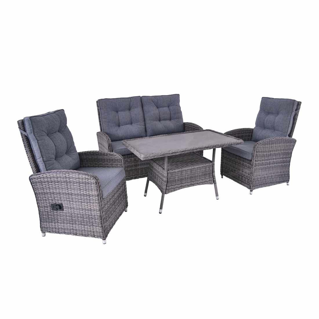 LC Garden Bailado Dininglounge verstellbar 4-tlg. Geflecht/Polyester