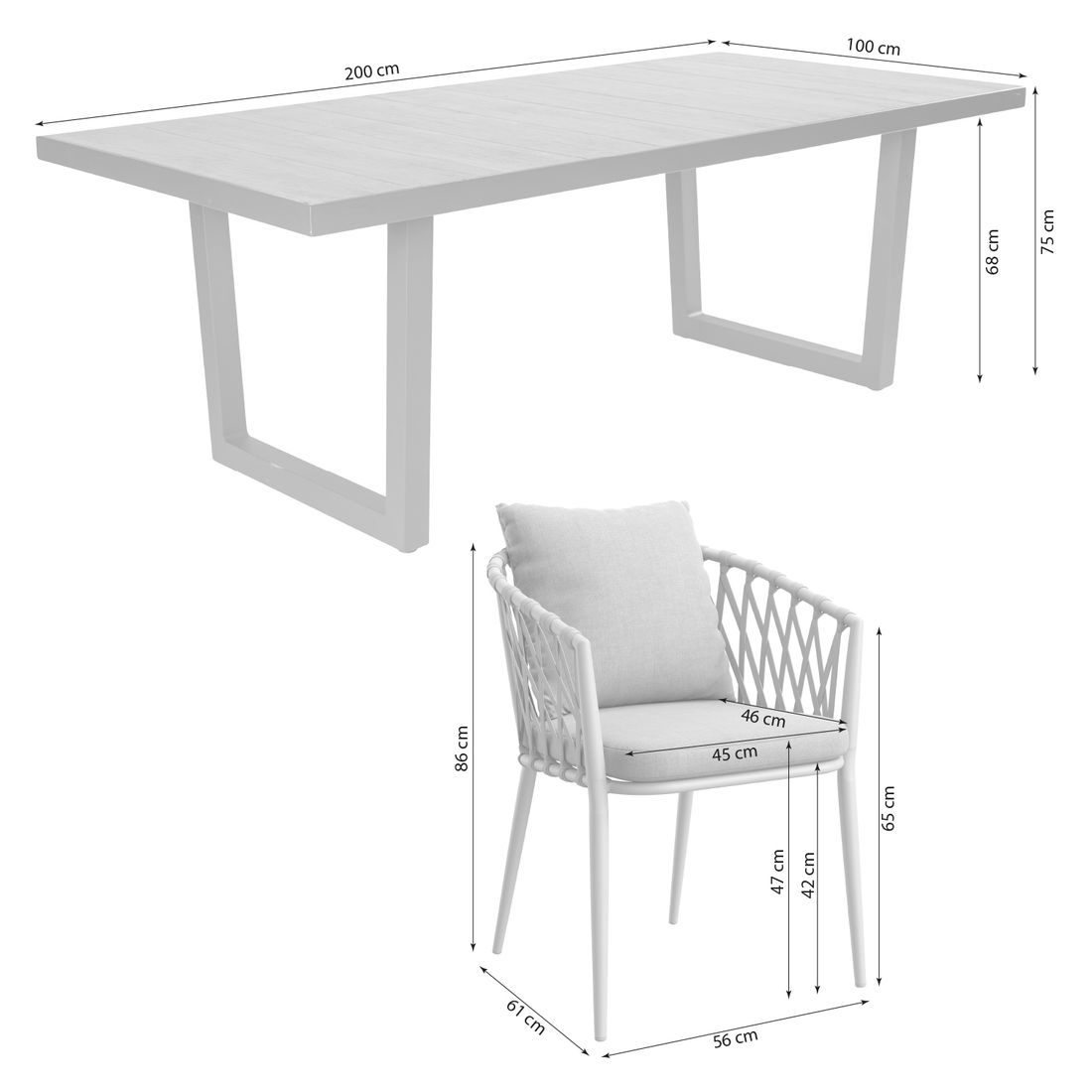 LC Garden Sunrepo Gartenmöbel-Set M (4 Plätze) Tisch 200x100cm