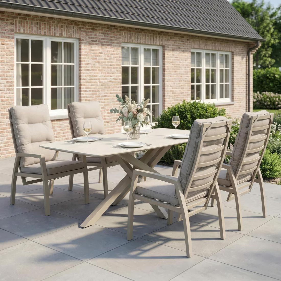 LC Garden Bondino Gartensessel verstellbar Aluminium mit Sitz- und Rückenkissen