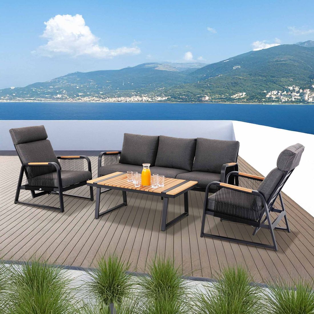 OUTLIV. Siena Loungeset Aluminium/Rope/Kunstfaser