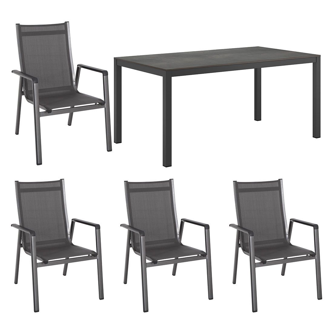 MWH Elements Gartenmöbel-Set M (4 Plätze) mit OUTLIV. Tisch 160x90cm