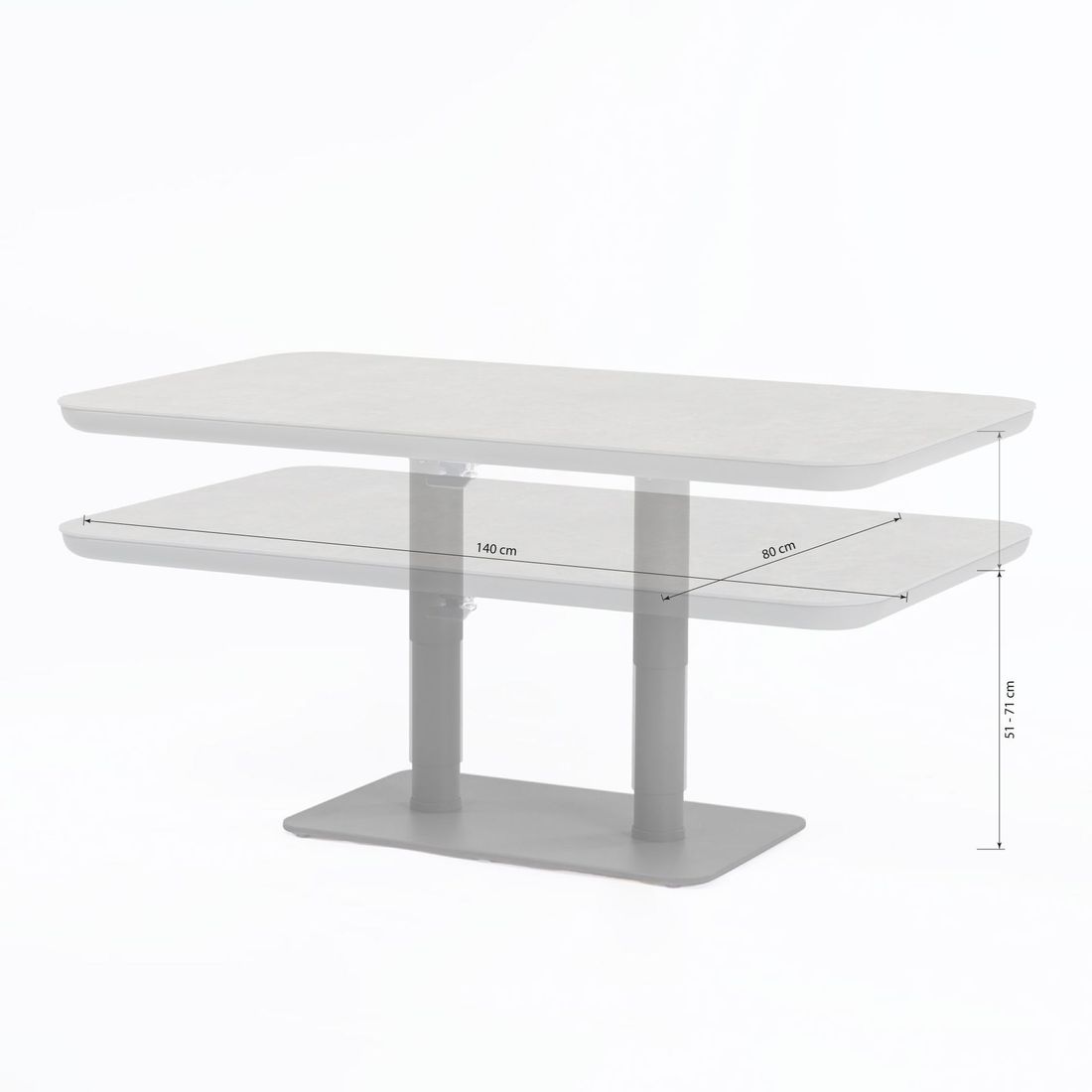 Zebra Move Lifttisch 140x80cm Aluminium/Keramik