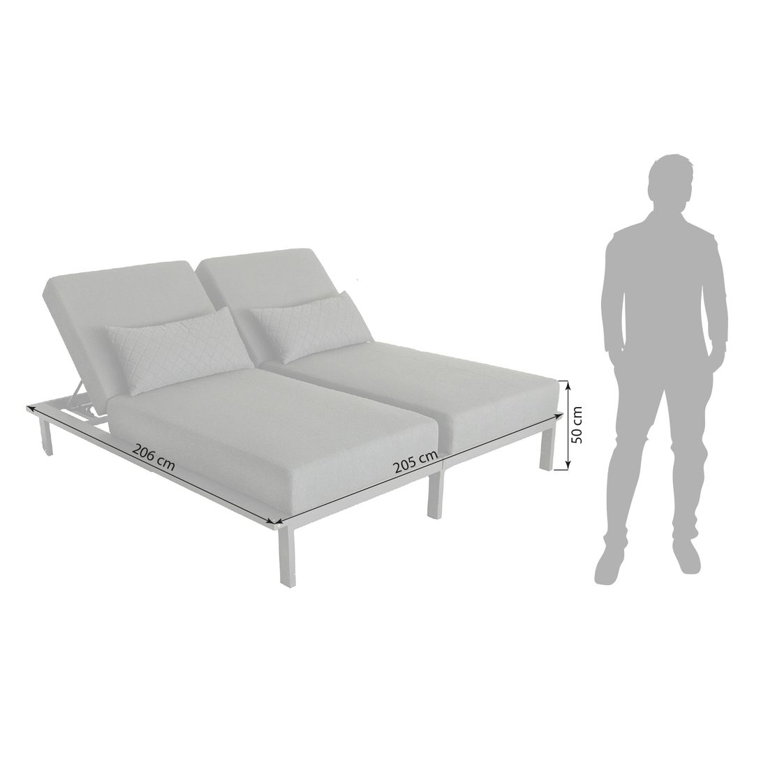 Kettler Pure Daybed verstellbar Aluminium/Sunbrella