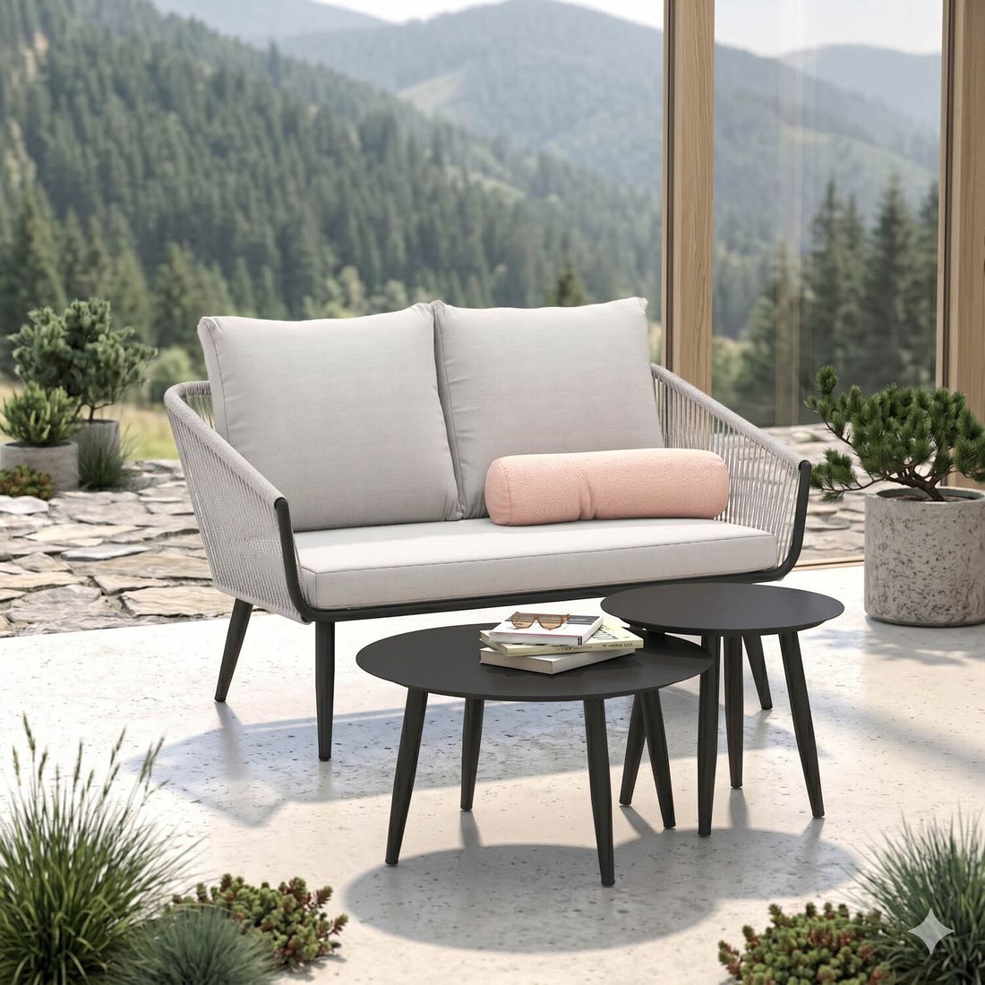 OUTLIV. Alex Loungeset inkl. Loungetische Aluminium/Rope/Olefin