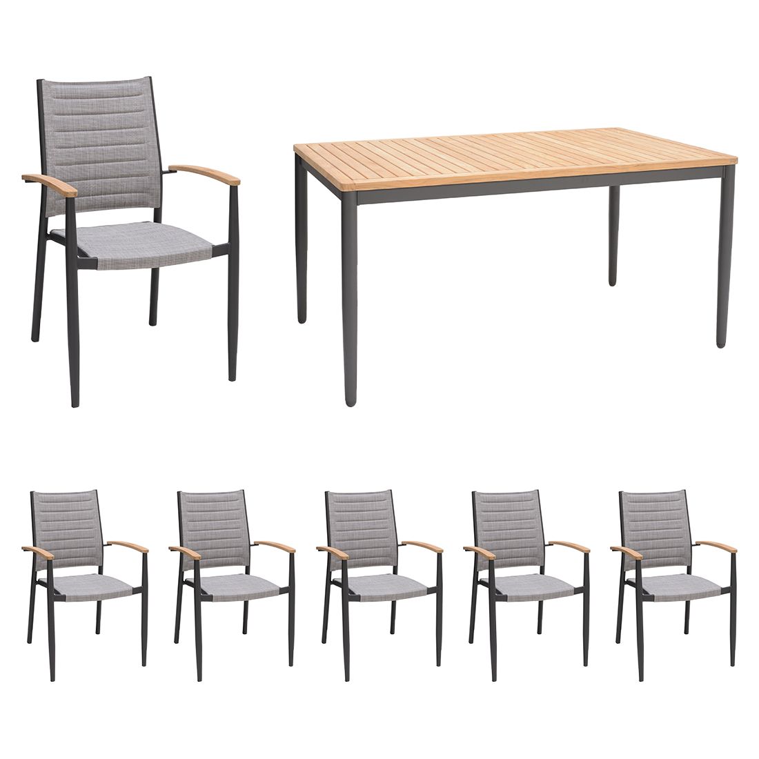 LifestyleGarden Topaz Gartenmöbel-Set L (6 Plätze) Tisch 144x90cm