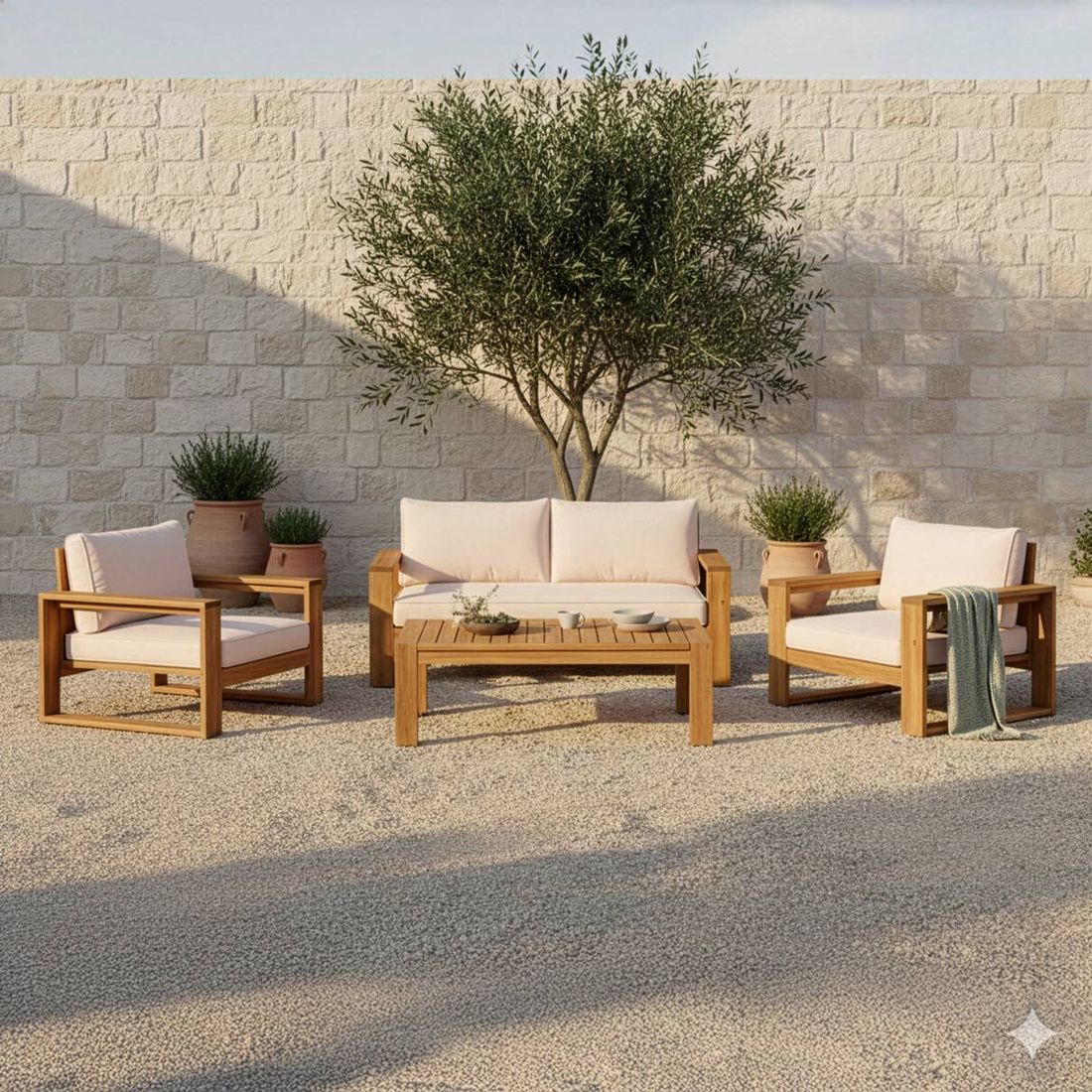 OUTLIV. Santa Cruz Loungeset inkl. Loungetisch Akazie/Polyester