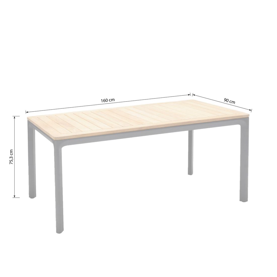LifestyleGarden Dalgas Gartentisch 160x90cm Aluminium/Teak