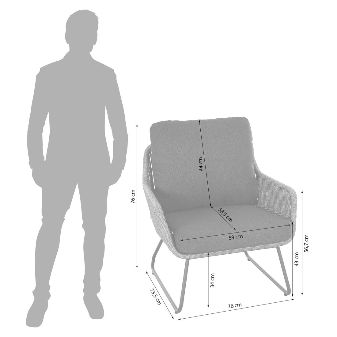Siena Garden Kansas Loungesessel Aluminium/Geflecht