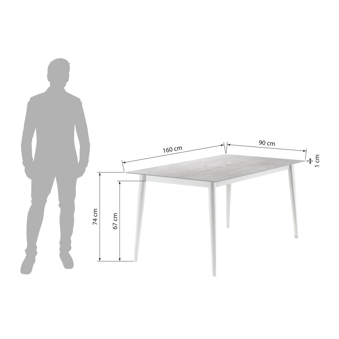 Sieger Gartentisch 160x90cm Rundrohr Aluminium/Polytec