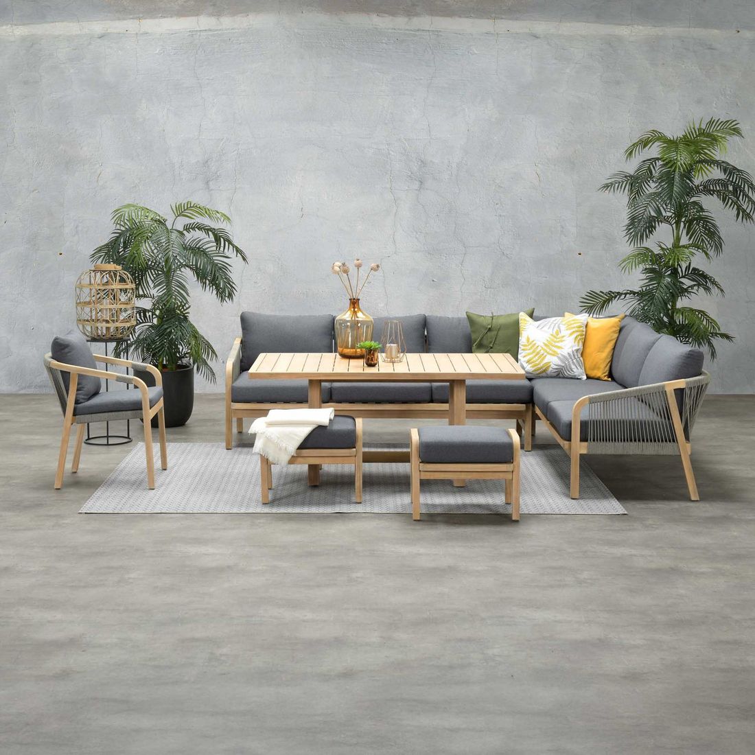 Garden Impressions Santos Dininglounge Tisch 150x90cm Akazie/Rope/Polyester