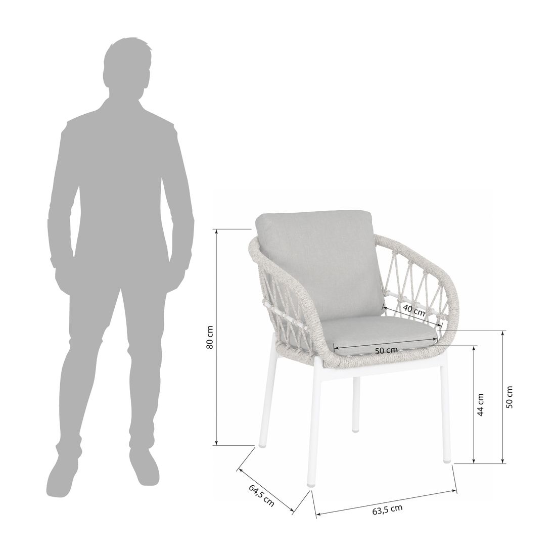 OUTLIV. Dakota Gartensessel Aluminium mit Sitz- und Rückenkissen