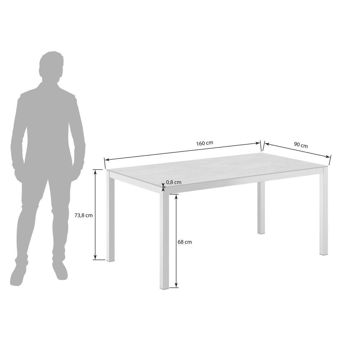 OUTLIV. Gartentisch 160x90cm Edelstahl/Dekton