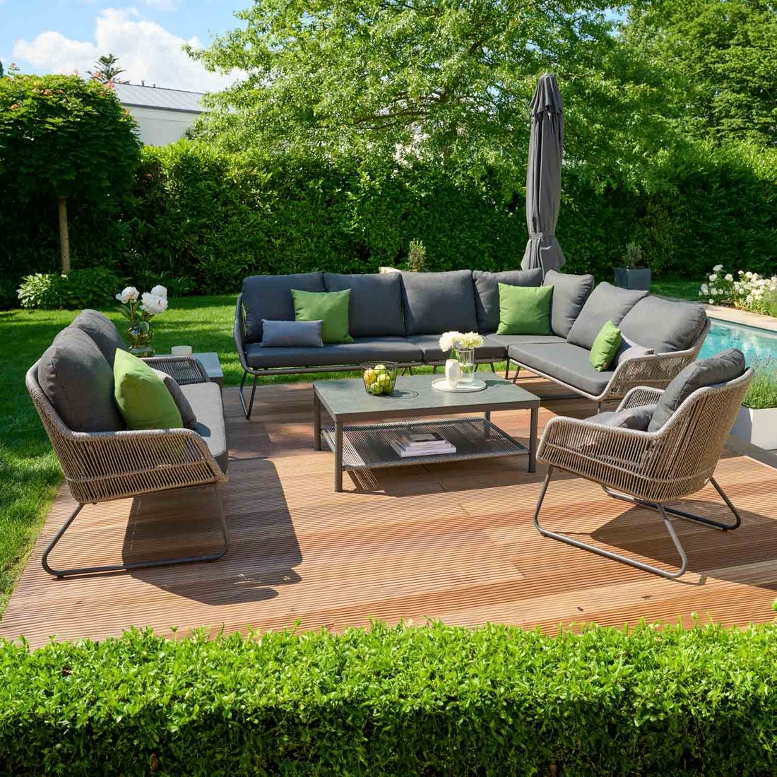 Siena Garden Kansas Loungeset inkl. Loungetische Aluminium/Geflecht