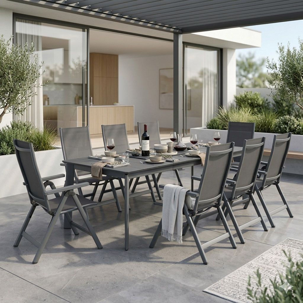 OUTLIV. Jacob Gartenmöbel-Set XL (8 Plätze) Tisch 220x100cm